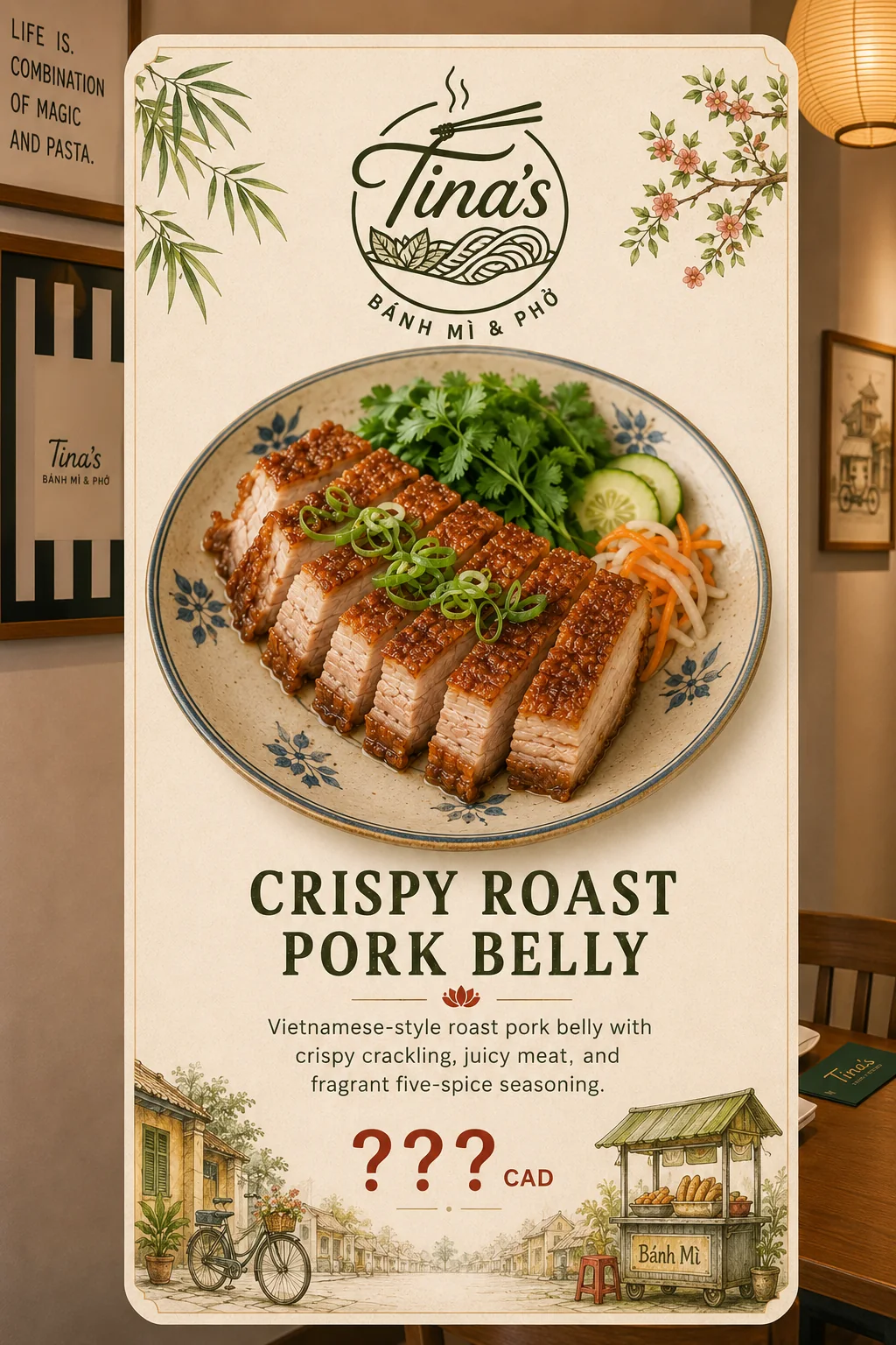 Crispy roast pork belly coming soon at Tina's