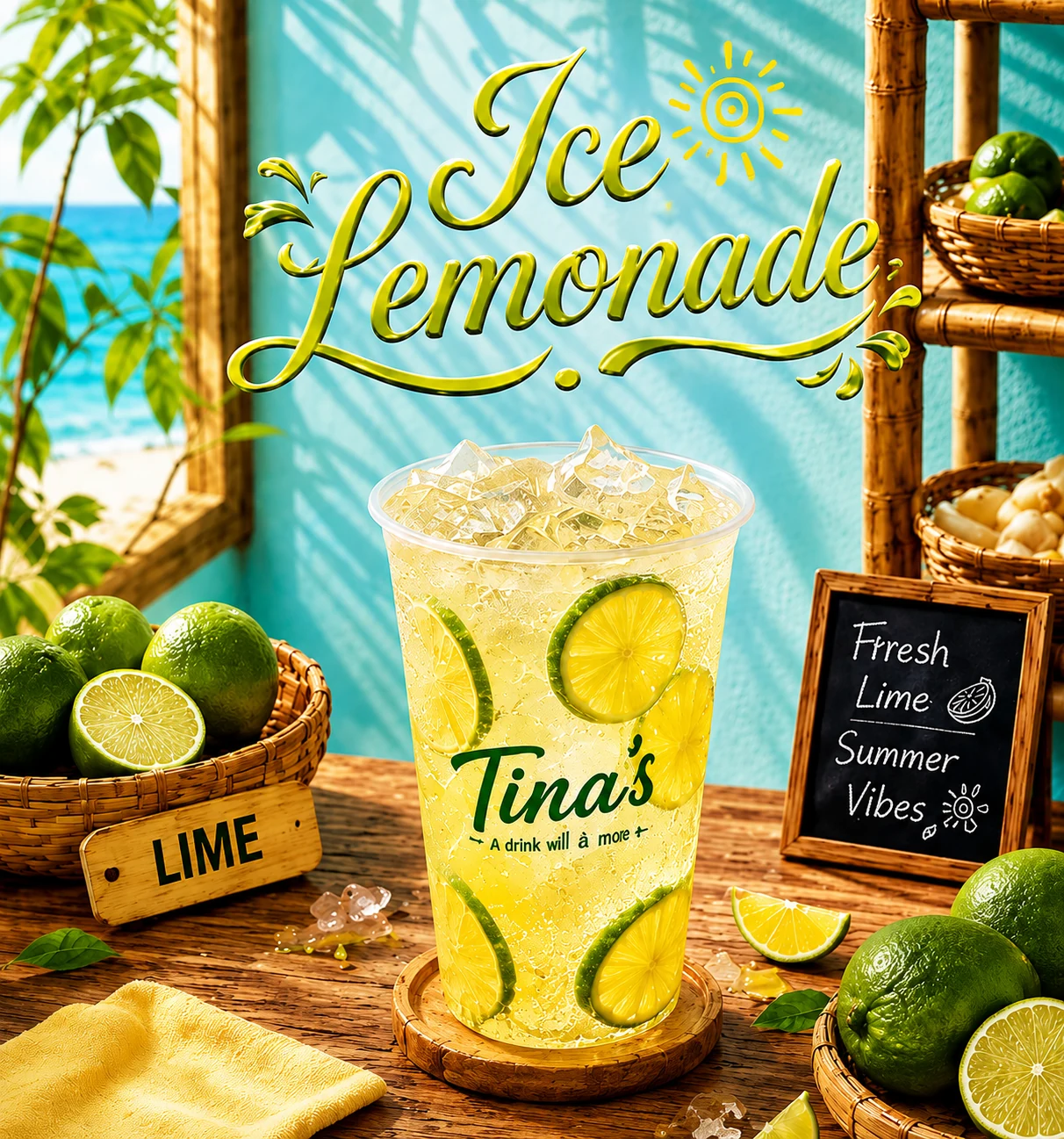 Tina's Ice Lemonade with fresh lime — coming soon