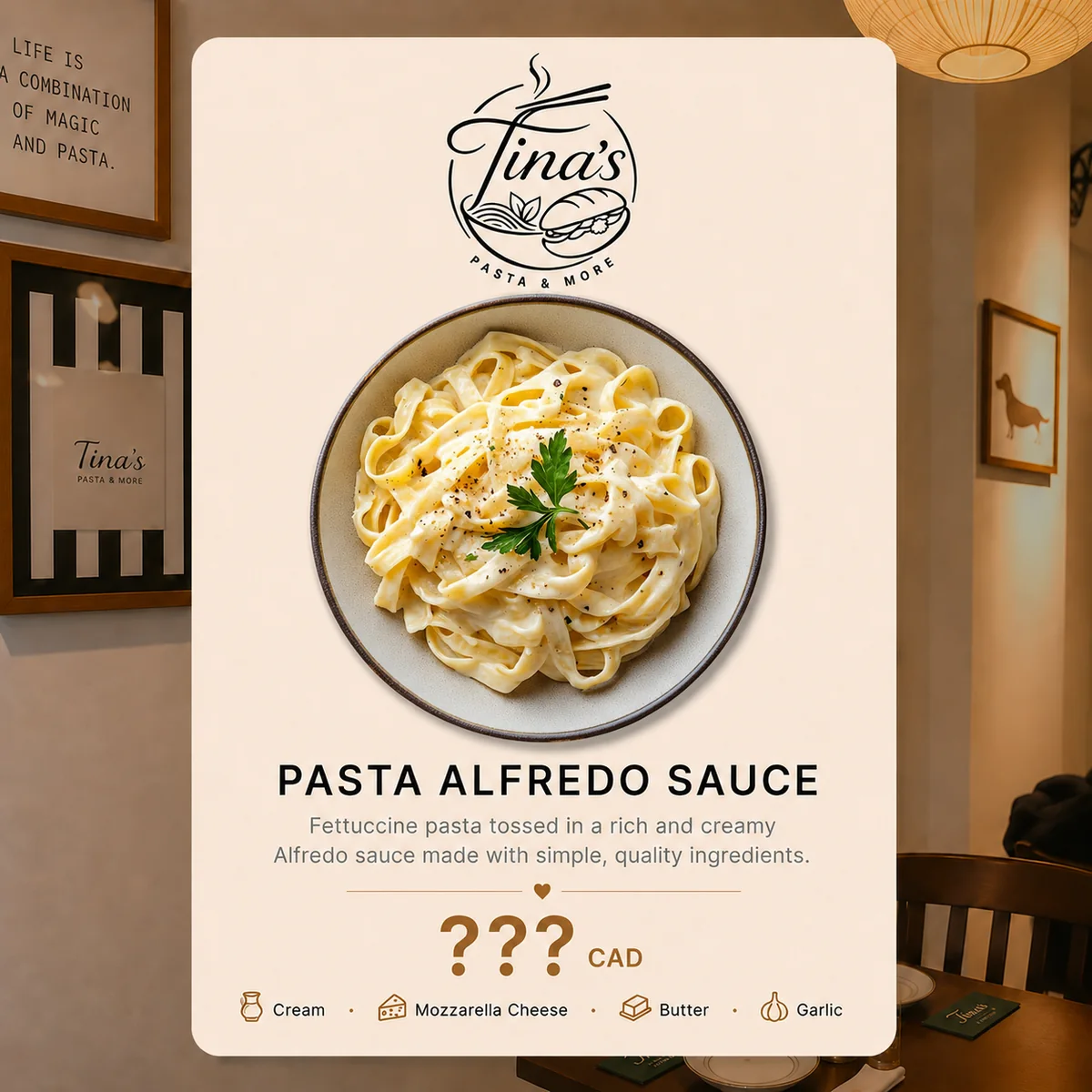 Alfredo sauce pasta coming soon