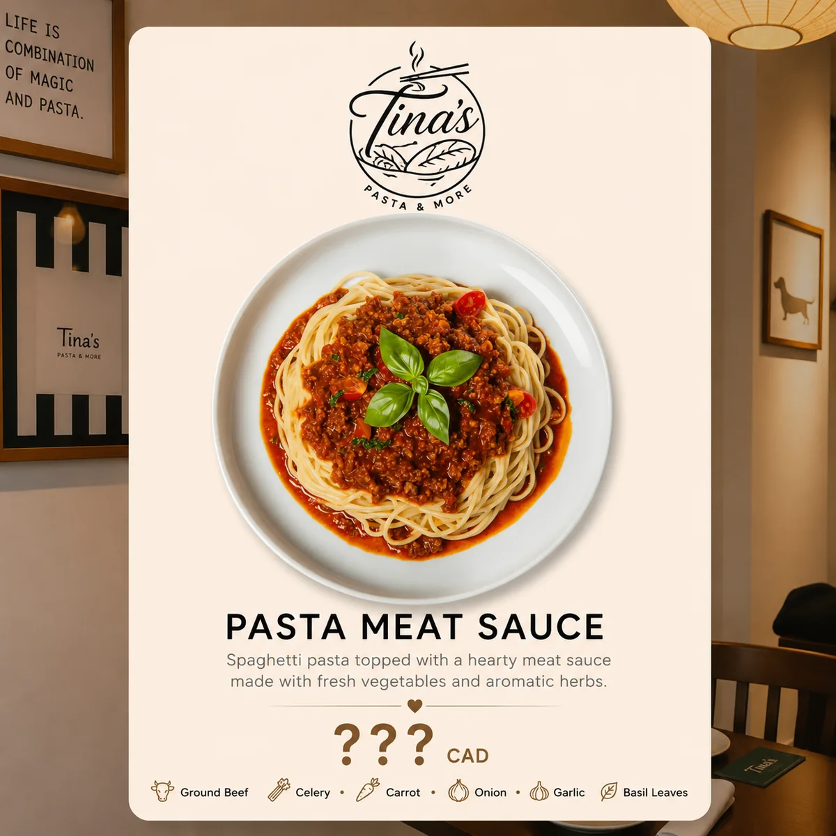 Meat sauce pasta coming soon