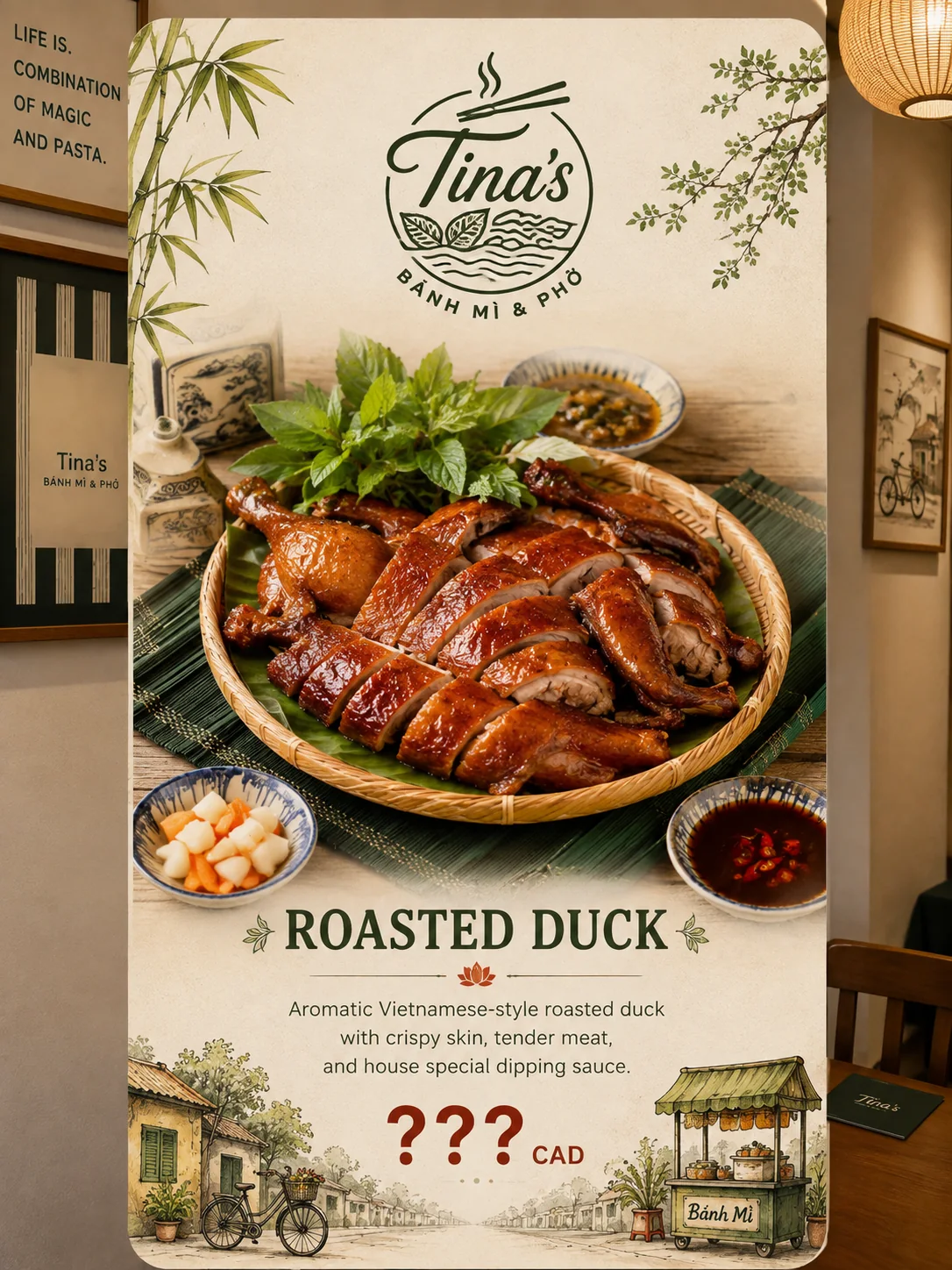 Roasted duck coming soon at Tina's