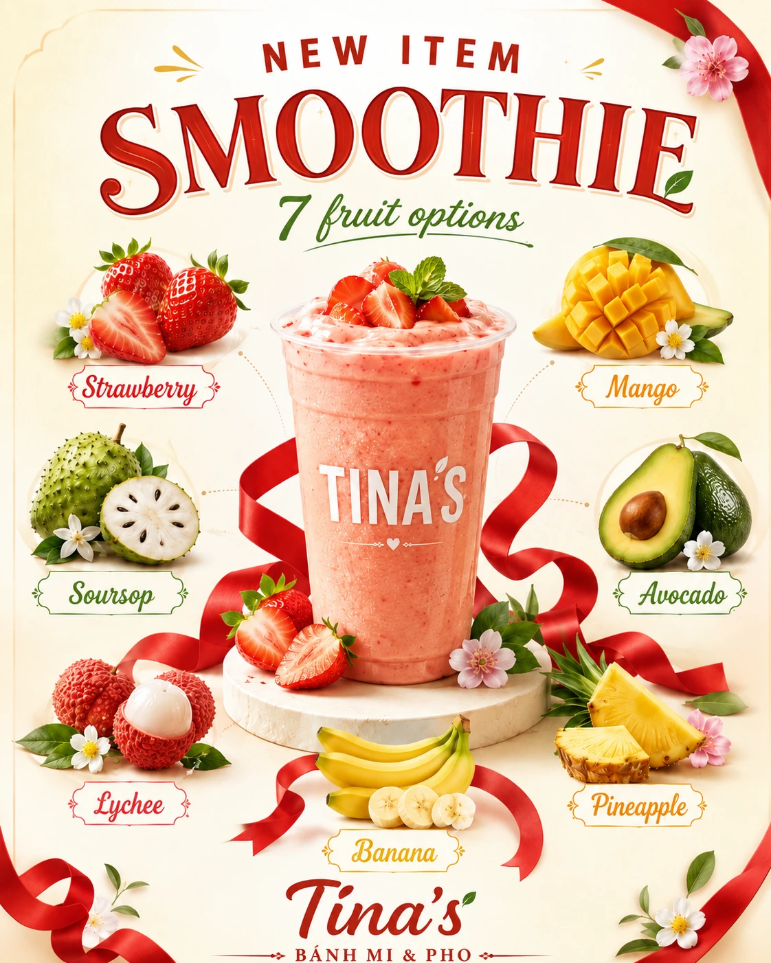 Tina's Smoothie — 7 fresh fruit options coming soon